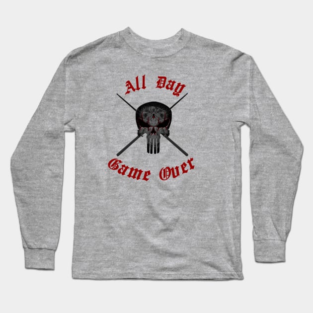 spider skull pool cue Long Sleeve T-Shirt by MGuyerArt